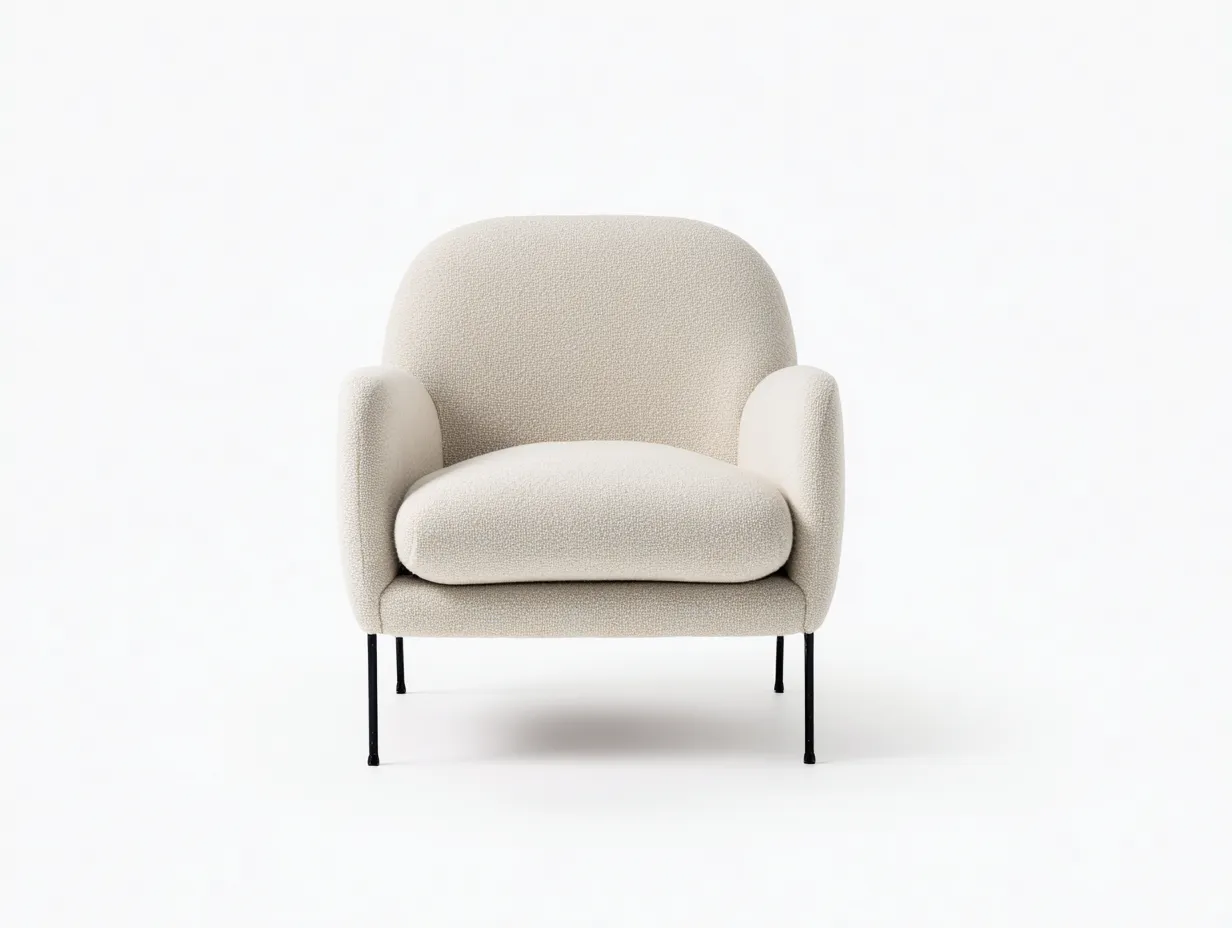 Poltrona soggiorno in tessuto bianco crema 82×78×80 cm - stile moderno avvolgente-Coradwell