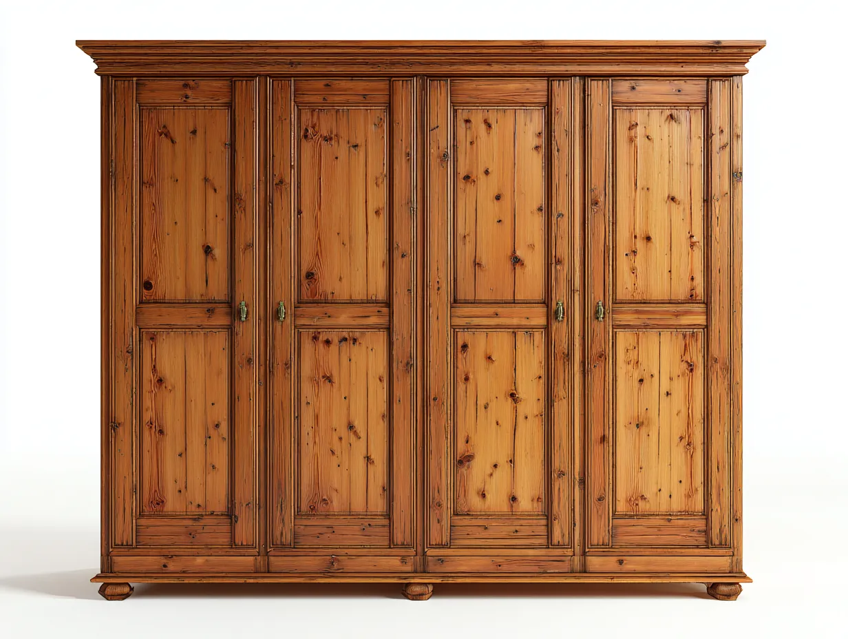 Armadio camera da letto in legno naturale 220×60×210 cm - stile classico con ante decorative-Coradwell