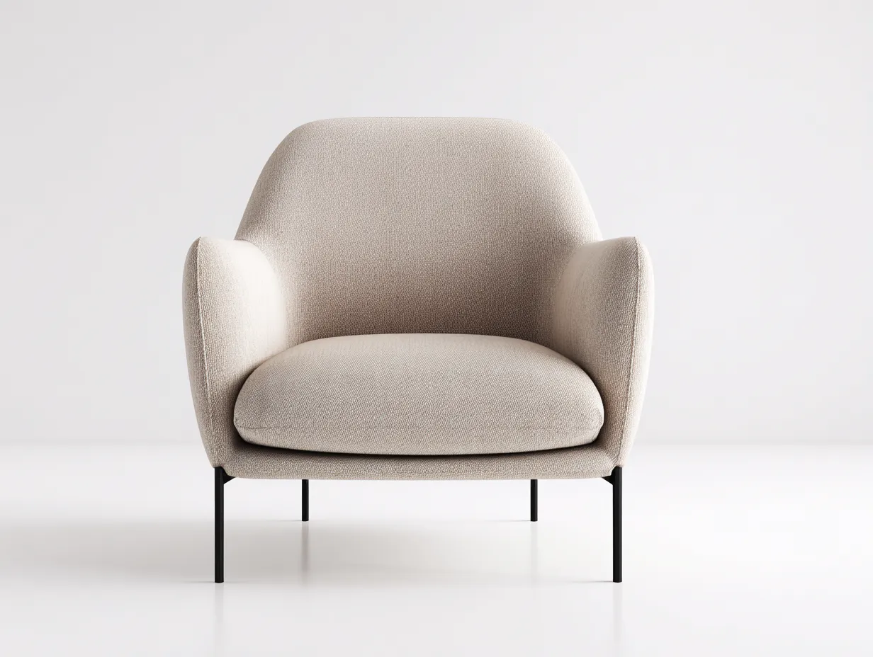 Poltrona 84×80×78 cm – beige chiaro – tessuto imbottito con base metallo stile moderno-Coradwell