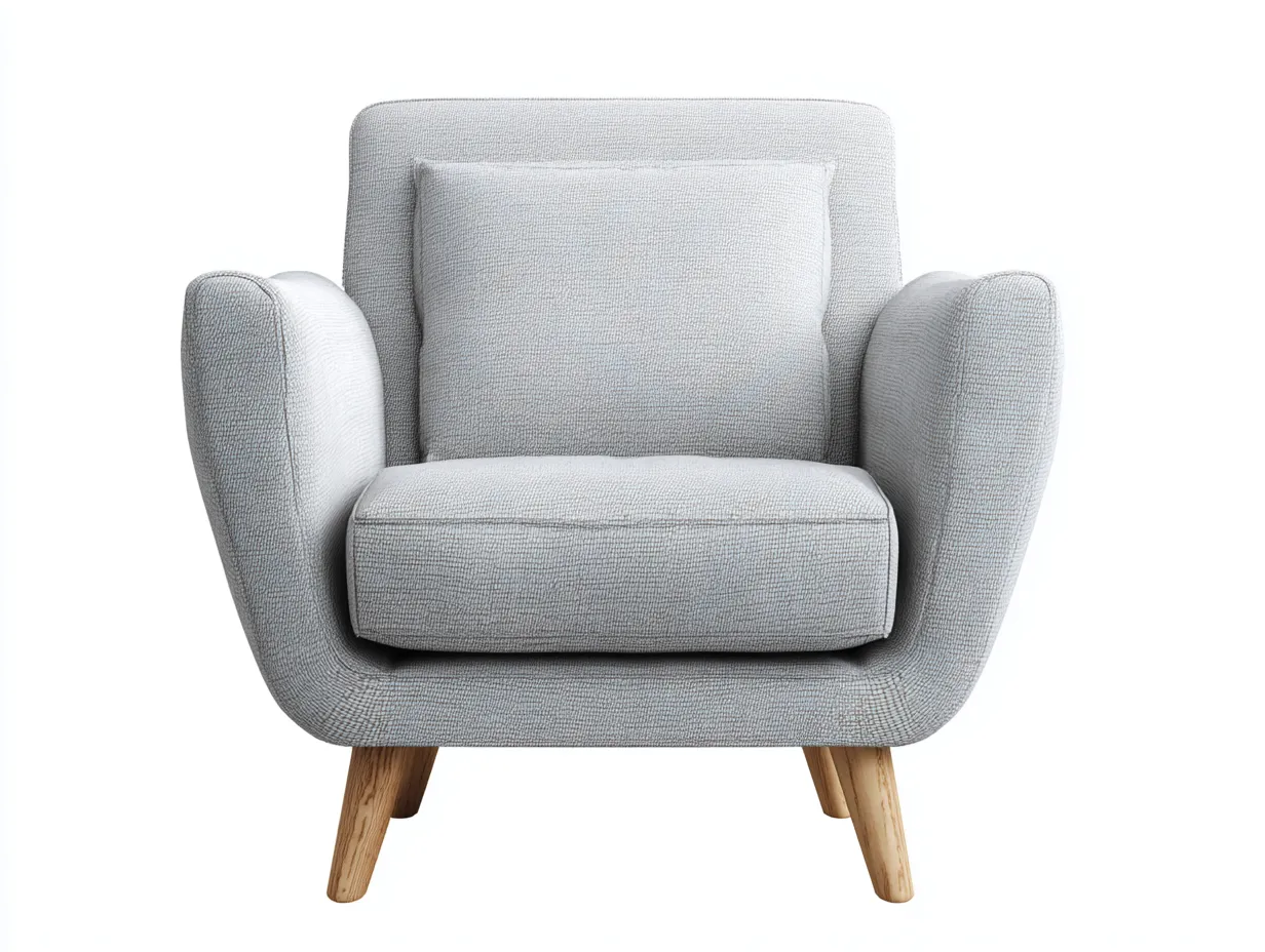 Poltrona 86×82×80 cm – grigio chiaro – tessuto imbottito con gambe legno per soggiorno-Coradwell