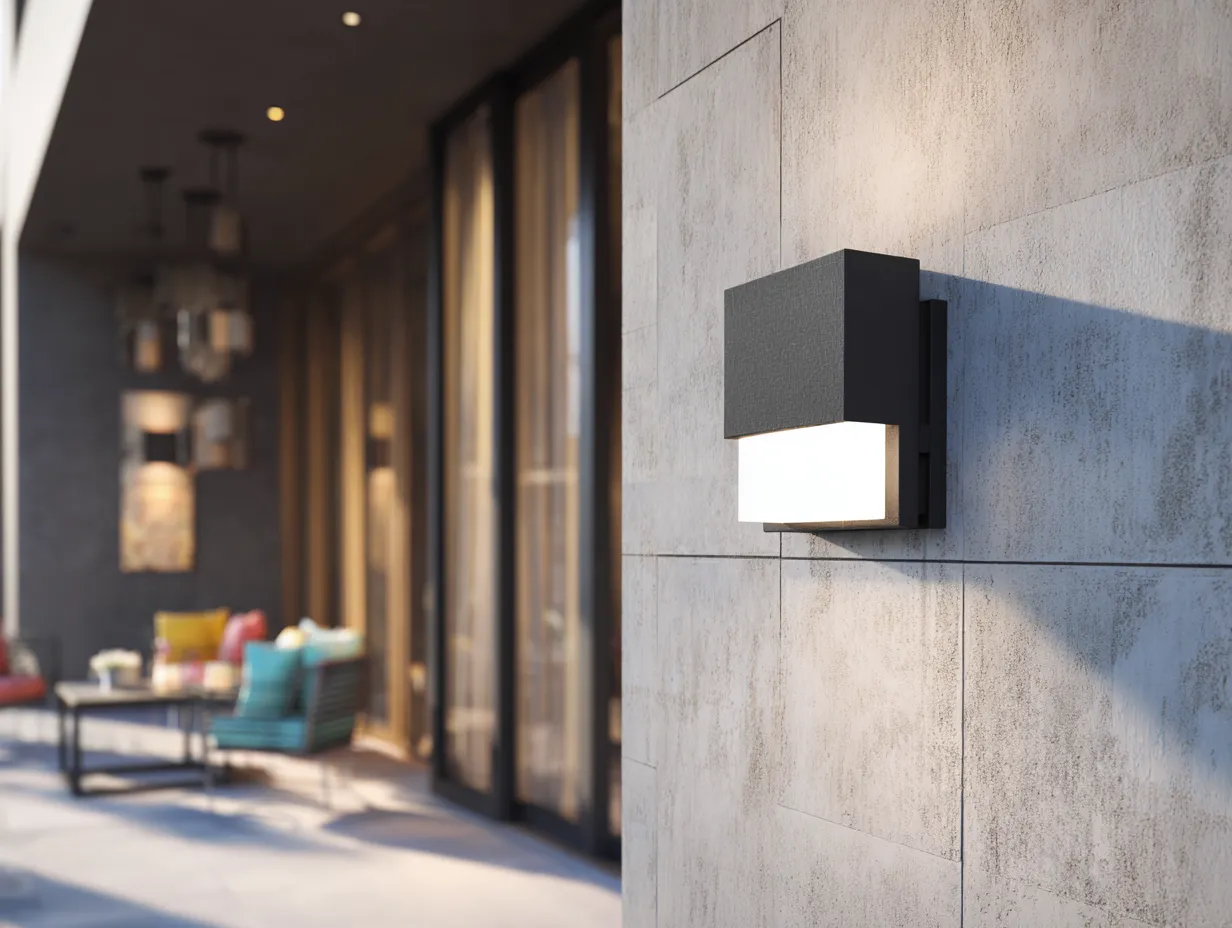 Lampada da parete per esterni 18×12×22 cm – nero – design geometrico moderno-Coradwell