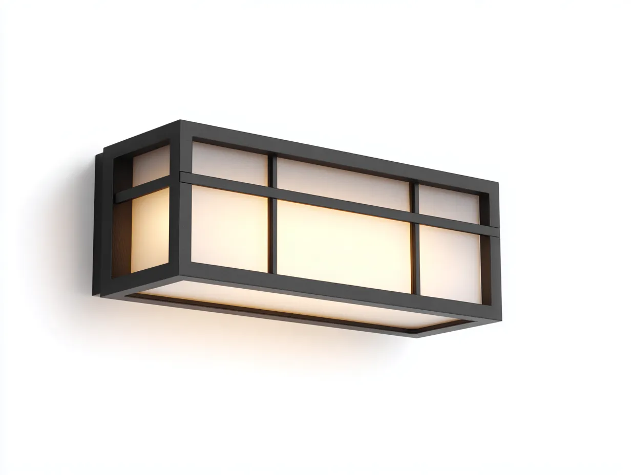 Lampada da parete per esterni 46×14×18 cm - metallo nero e vetro bianco - design orizzontale a luce calda-Coradwell