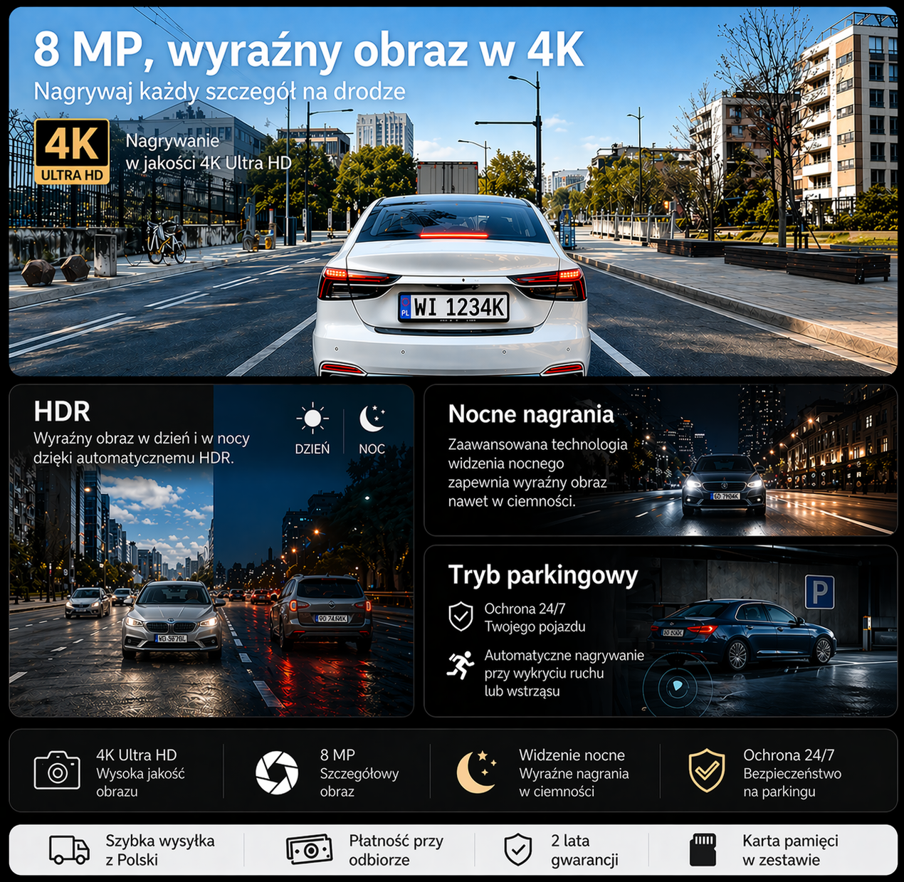 🔥🔥🔥G980 – 360° 8K pametna auto kamera | AI inteligentna zaštita, glasovno upravljanje, noćni vid, 4-kamerni sustav + precizno GPS praćenje za potpunu sigurnost u vožnji🔥🔥🔥