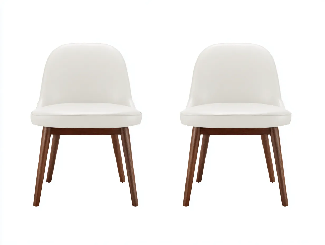 Lot de 2 chaises de salle à manger rembourrées 50×55×82 cm - blanc et noyer - dossier arrondi-Lanapahome