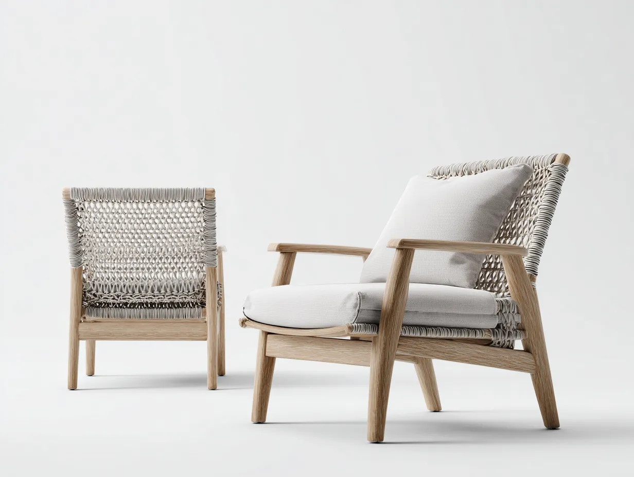 2 chaises de loisirs d'extérieur 68×72×82 cm - bois beige et blanc - style naturel-Lanapahome
