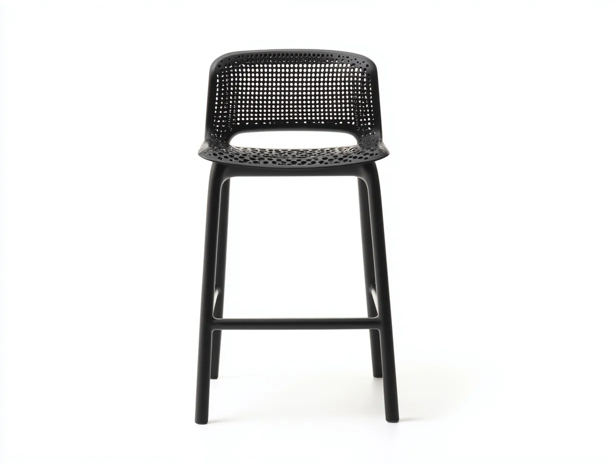 Tabouret haut de terrasse en polypropylène 46×50×99 cm - noir - dossier ajouré-Lanapahome