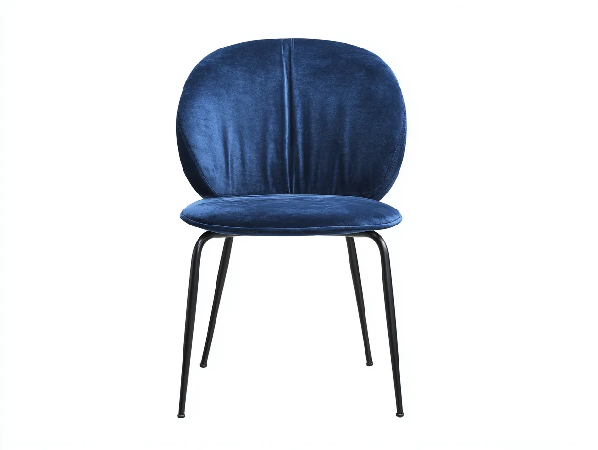 Chaise de salle à manger en tissu 56×54×83 cm - bleu/noir - design arrondi pour salle à manger-Lanapahome