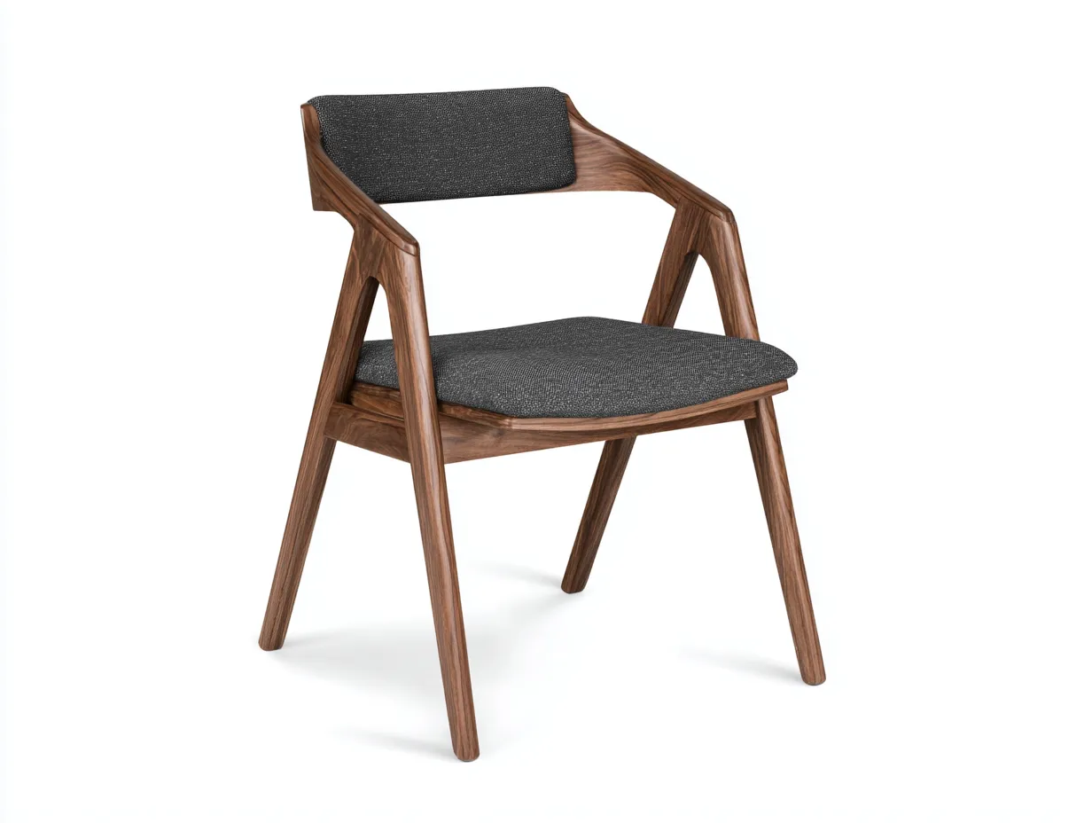 Chaise de salle à manger en bois finition noyer et tissu 57×58×82 cm - gris foncé - avec accoudoirs-Lanapahome