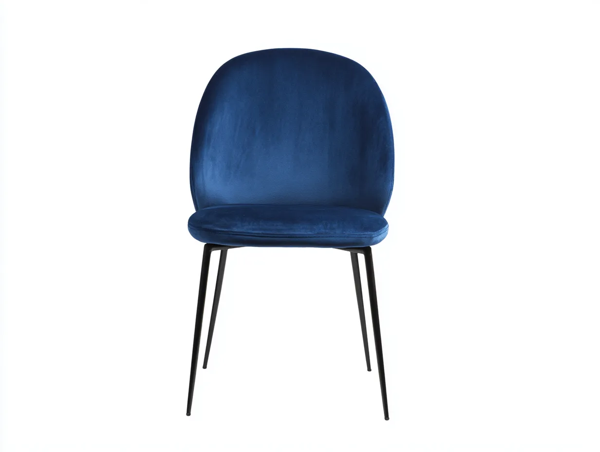 Chaise de salle à manger en tissu et métal 52×56×86 cm - bleu nuit et noir - dossier arrondi-Lanapahome