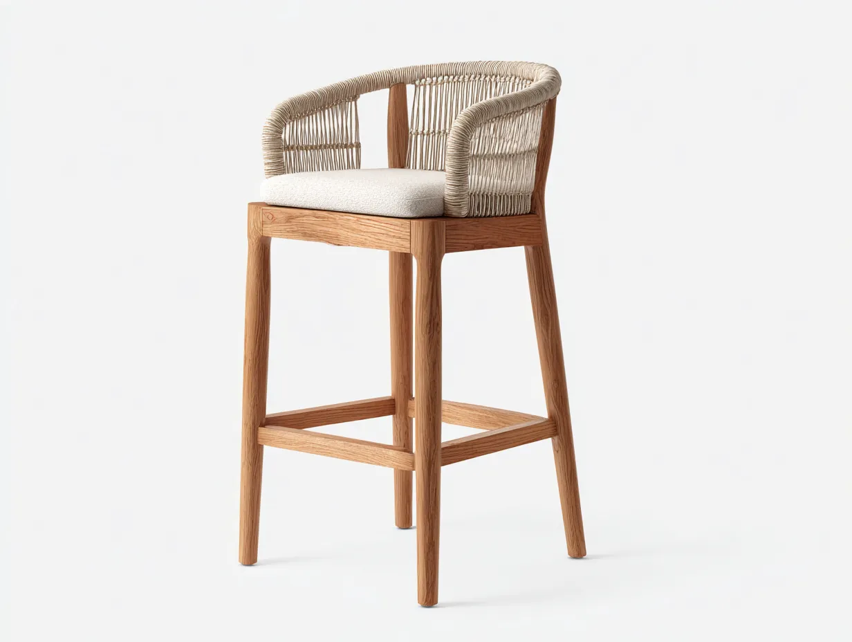 Tabouret de bar d'extérieur 55×55×105 cm - bois beige - style naturel pour balcon-Lanapahome