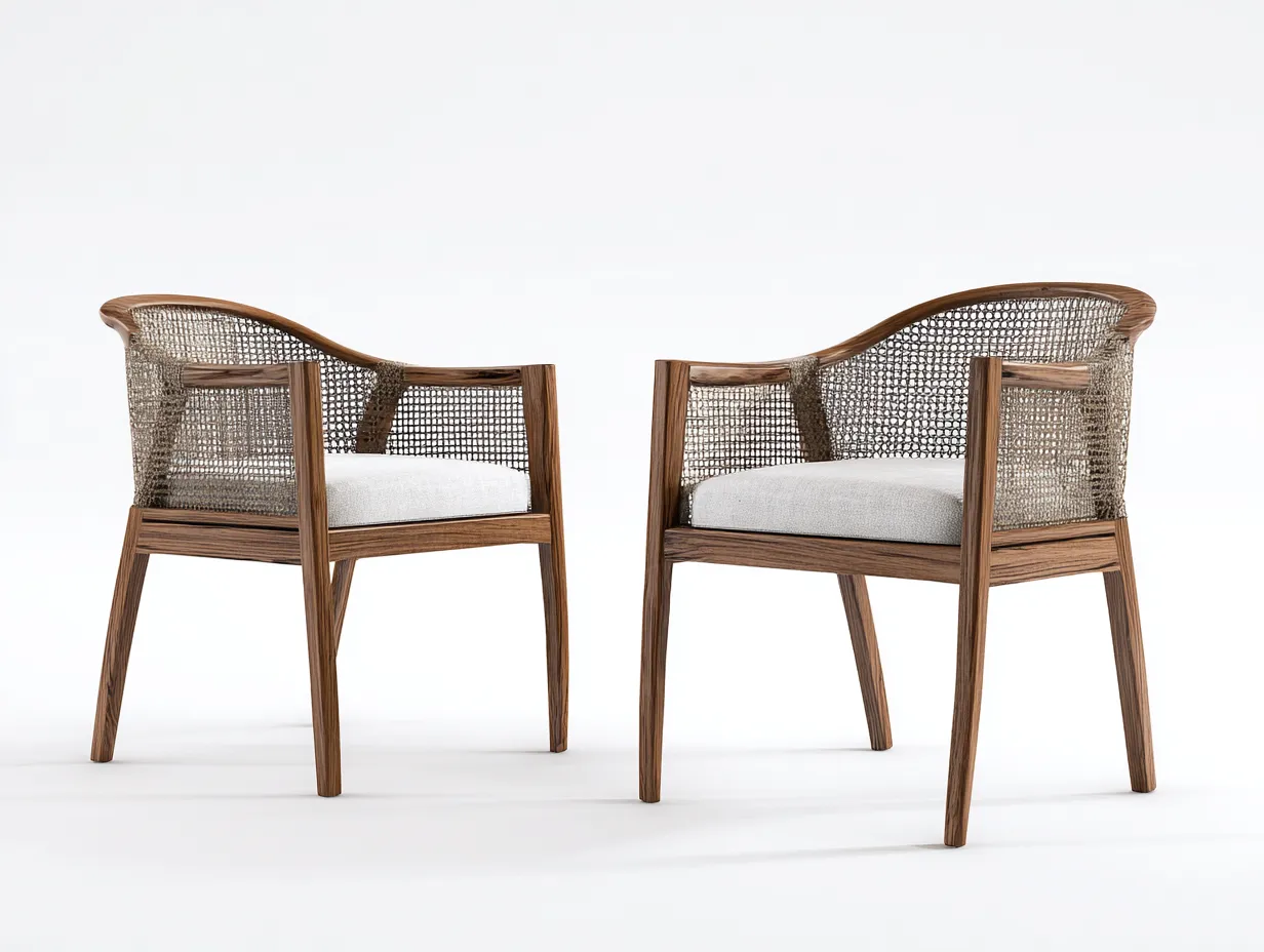 Chaise de loisirs d'extérieur en bois et corde 66×64×77 cm - marron/beige - lot de 2 pour terrasse-Lanapahome