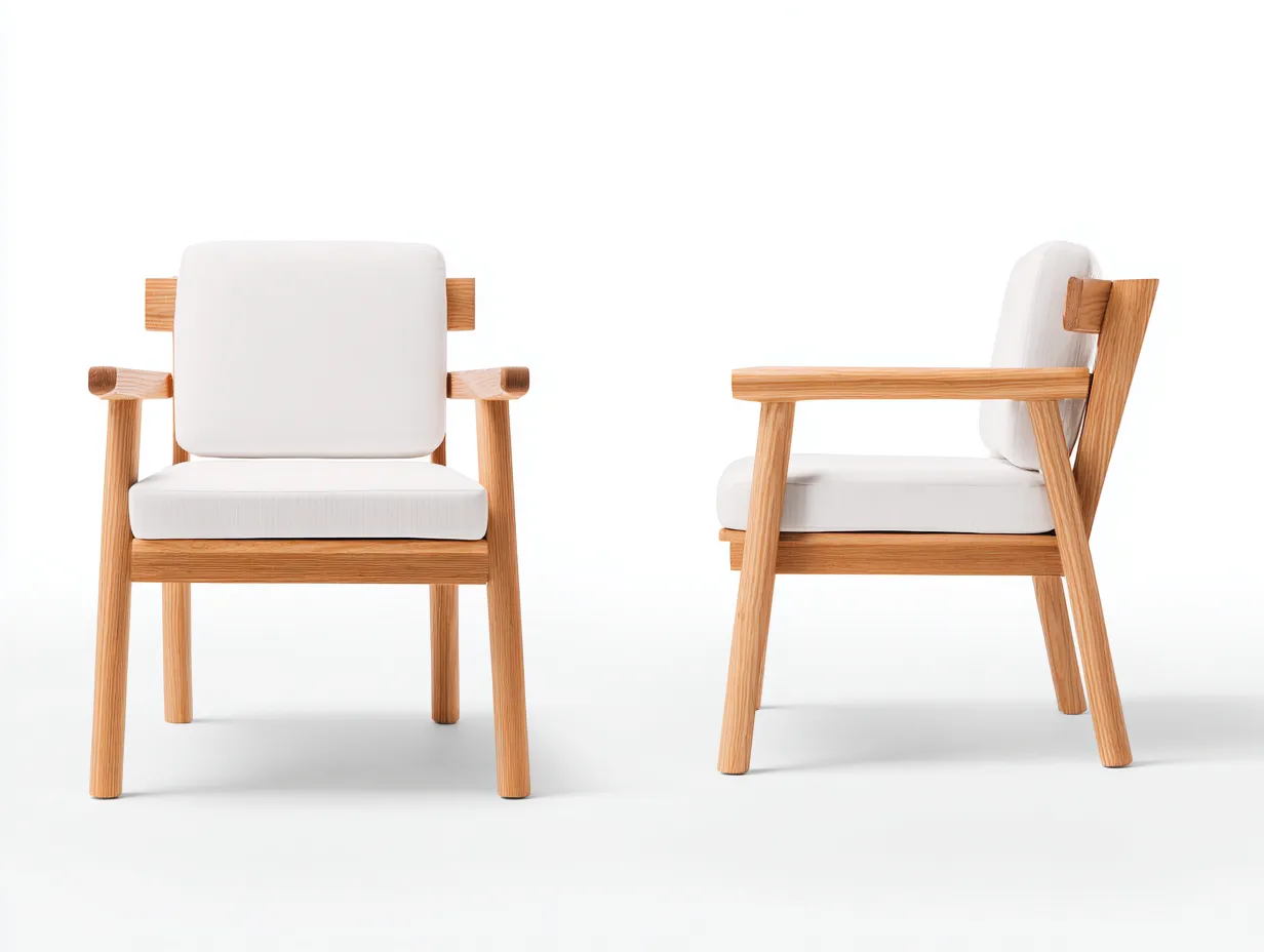 Chaise de loisirs d'extérieur en bois et tissu 67×65×80 cm - blanc/bois naturel - lot de 2 pour terrasse-Lanapahome