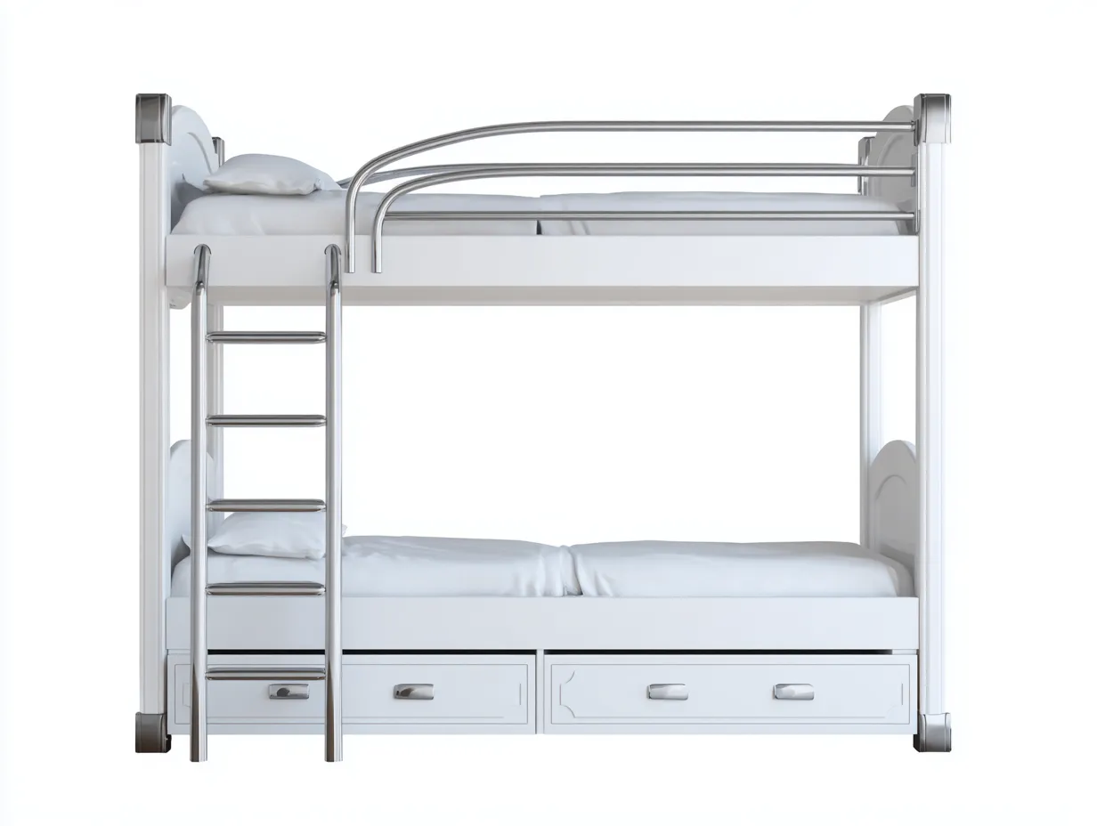 Lit superposé 200×90×175 cm - blanc/gris - style moderne-Lanapahome