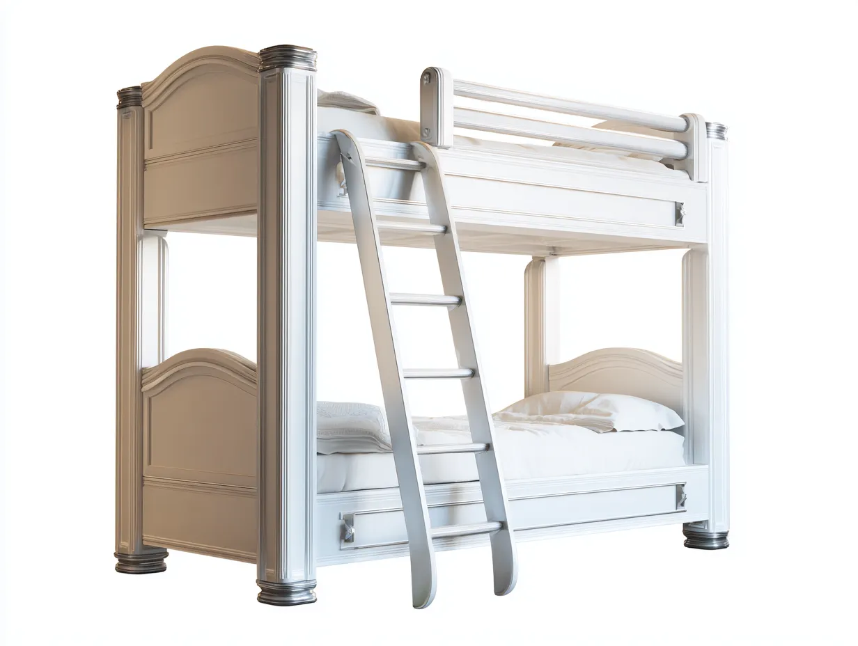 Lits superposés en bois 208×108×182 cm - blanc/argent - style classique avec échelle pour chambre à coucher-Lanapahome
