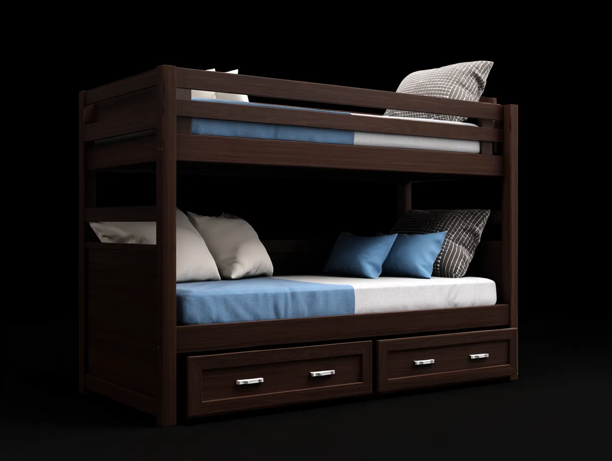 Lits superposés en bois 210×105×175 cm - marron foncé - avec rangement pour chambre à coucher-Lanapahome