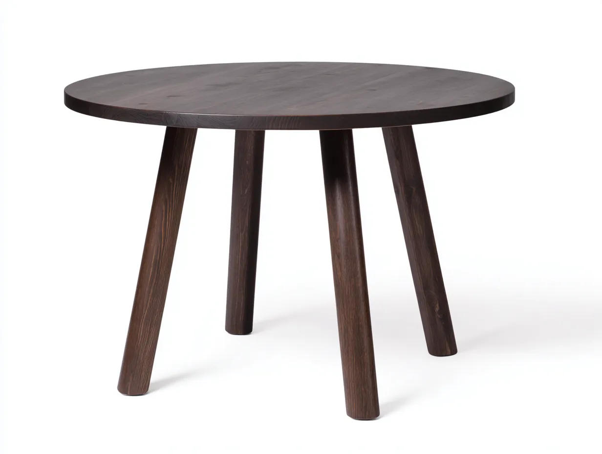 Table à manger ronde en bois massif 120×120×75 cm - brun foncé - style contemporain-Lanapahome