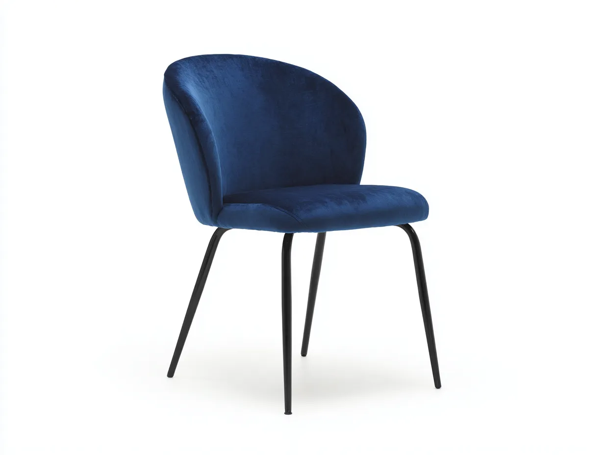 Chaise de salle à manger 54×58×80 cm - tissu bleu marine - dossier enveloppant contemporain-Lanapahome