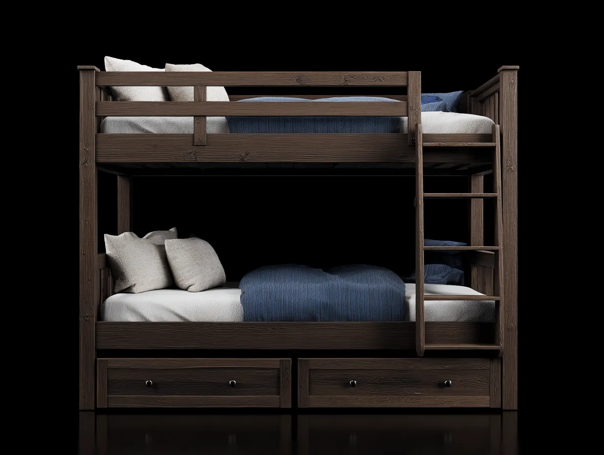 Lit superposé en bois 210×105×180 cm - brun foncé - rangement inférieur-Lanapahome