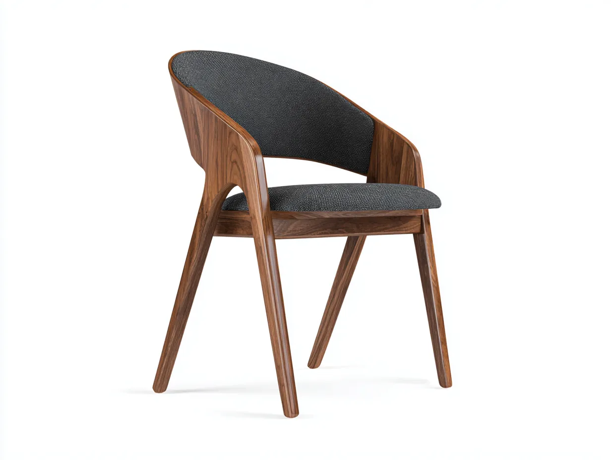 Chaise de salle à manger en bois et tissu - 58×57×80 cm - marron et gris - style contemporain-Lanapahome