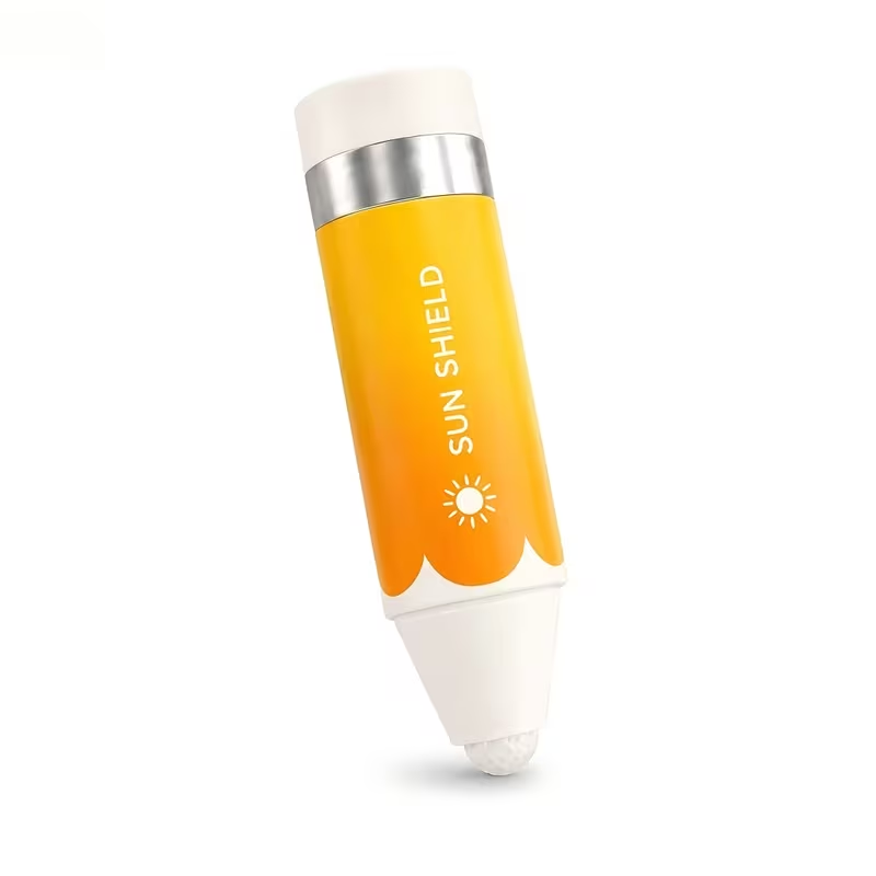 Refillable dual-ended sunscreen stick with roller and sponge applicator—portable, hands-free, and mess-free—ideal for beach and outdoor use.