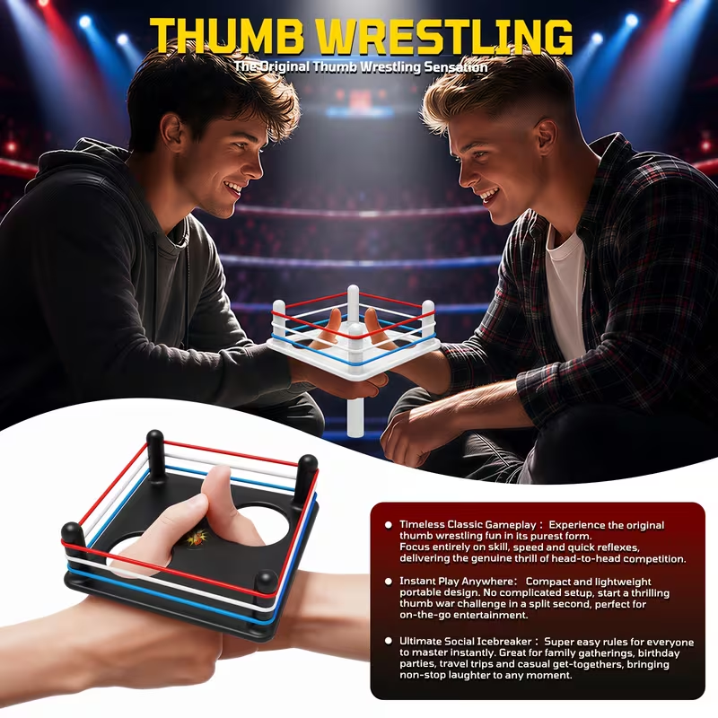 Thumb Wrestling Ring – Interactive thumb wrestling game for adults; a portable party game perfect for family gatherings, travel, and birthday gifts.