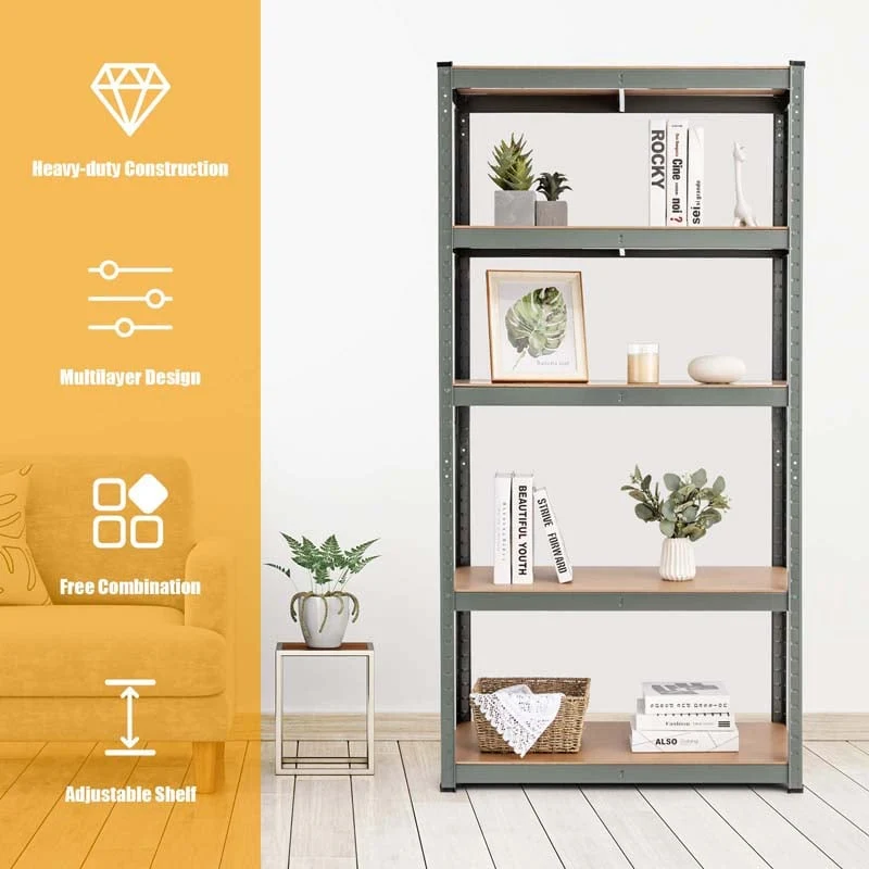 Eletriclife 36 x 72 Inch Adjustable 5-Layer 2000 lbs Capacity Storage Shelf Gray