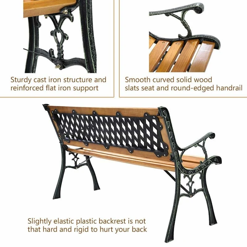Eletriclife Outdoor Cast Iron Patio Bench