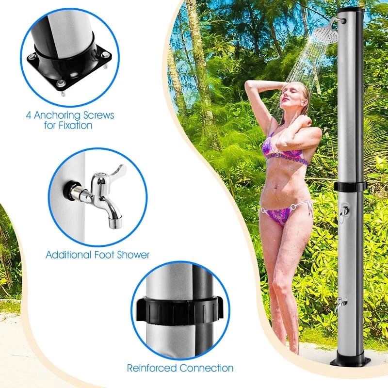 Eletriclife 7.2 Feet Solar-Heated Outdoor Shower with Free-Rotating Shower Head