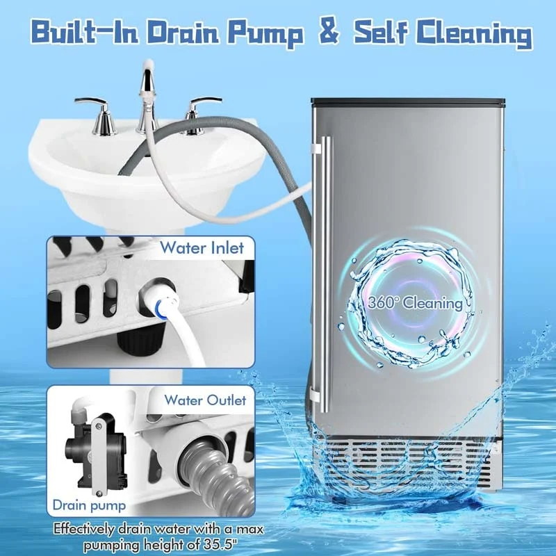 Eletriclife Commercial Ice Maker 80LBS/24H Freestanding and Under Counter 115V Industrial Ice Machine
