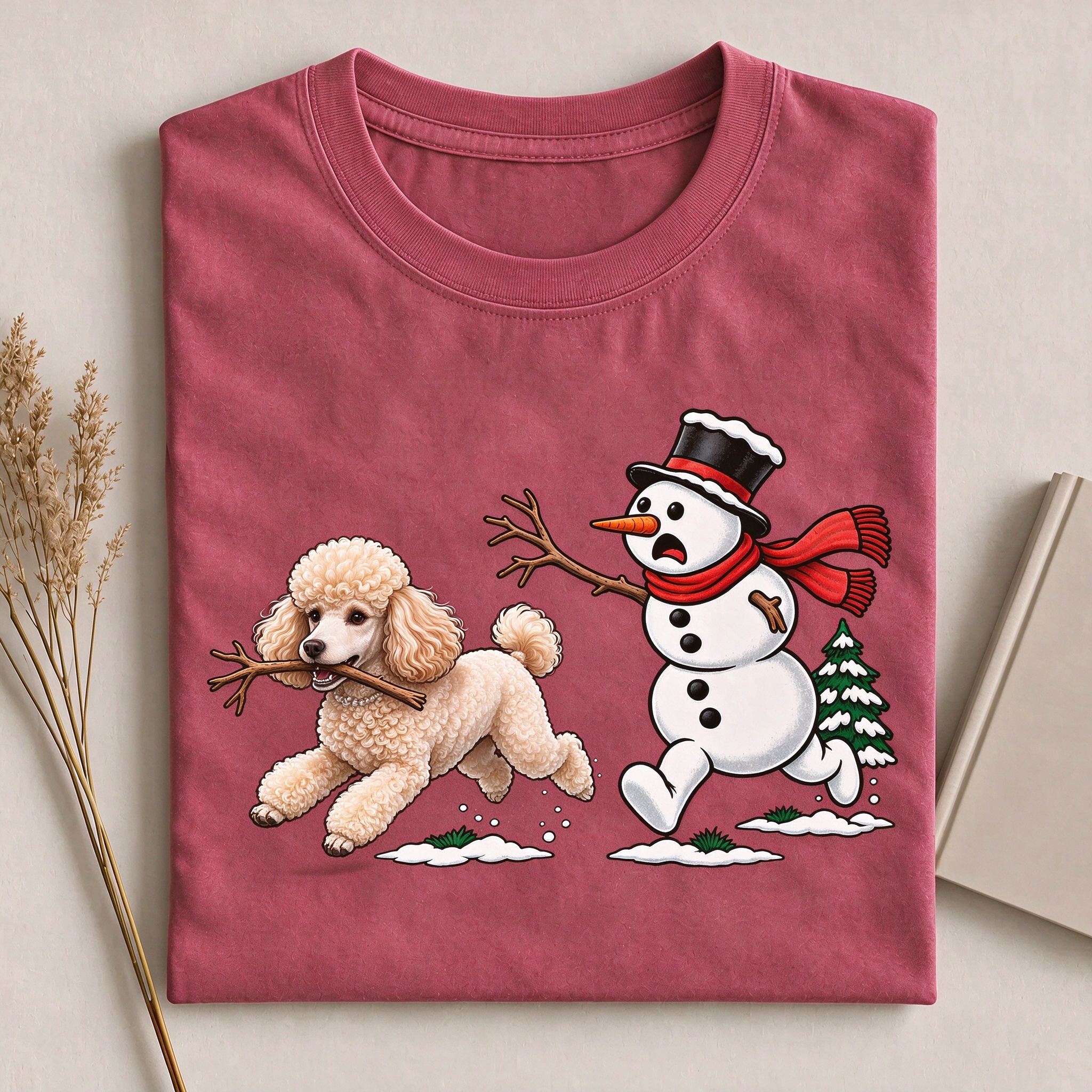 Funny Poodle Snowman Christmas T-Shirt