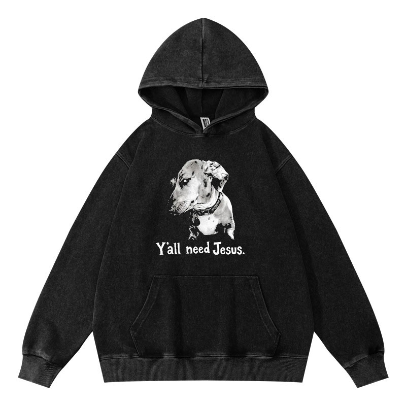 Y'all Need Jesus Side Eye Dachshund Retro Hoodie