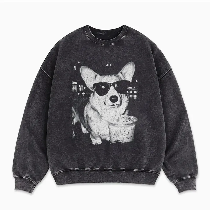 Corgi With Sunglasses Drinking Iced Coffee Sweatshirt