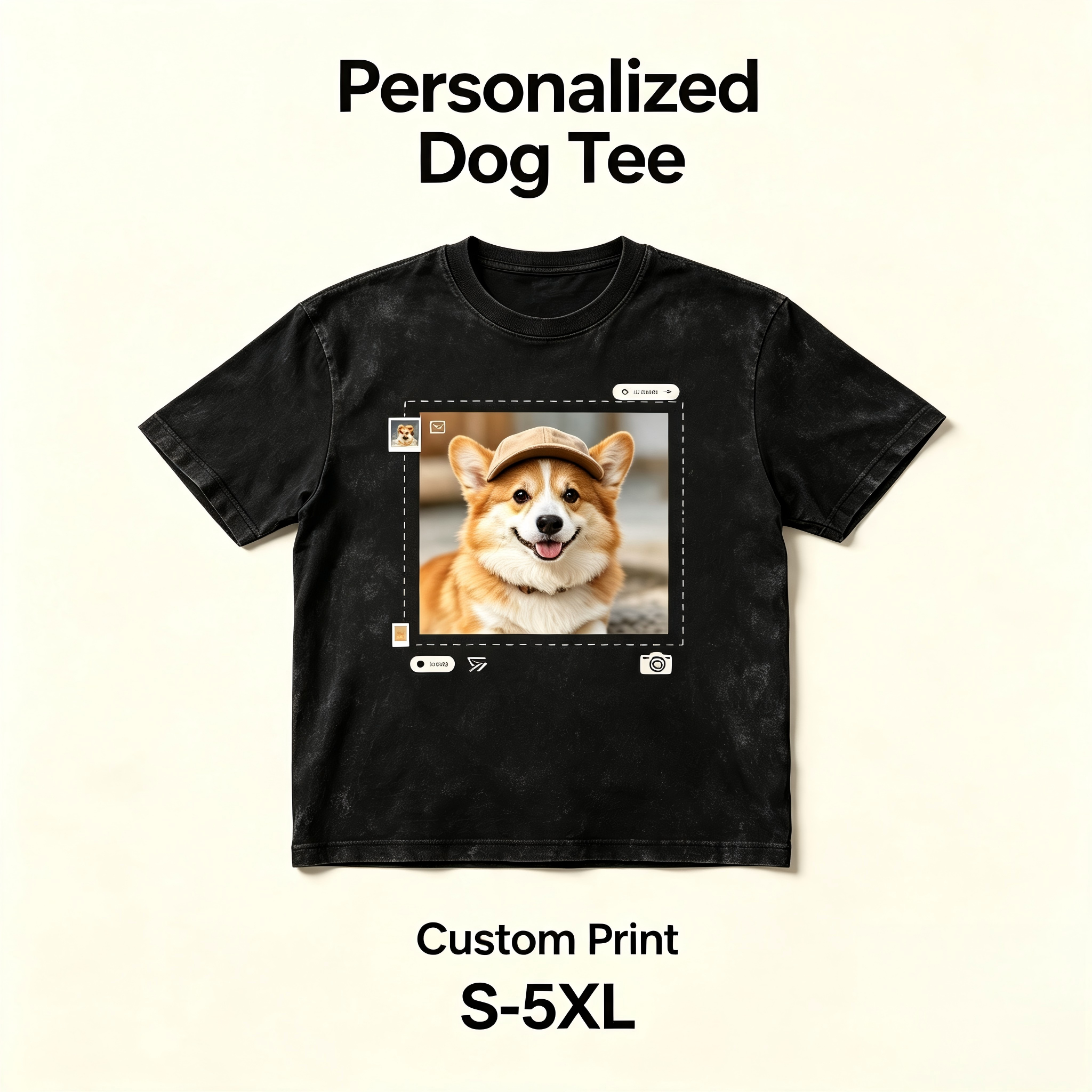 Personalized Dog T‑Shirt‑Upload Your Pet Photo，Custom Pet Portrait Tee