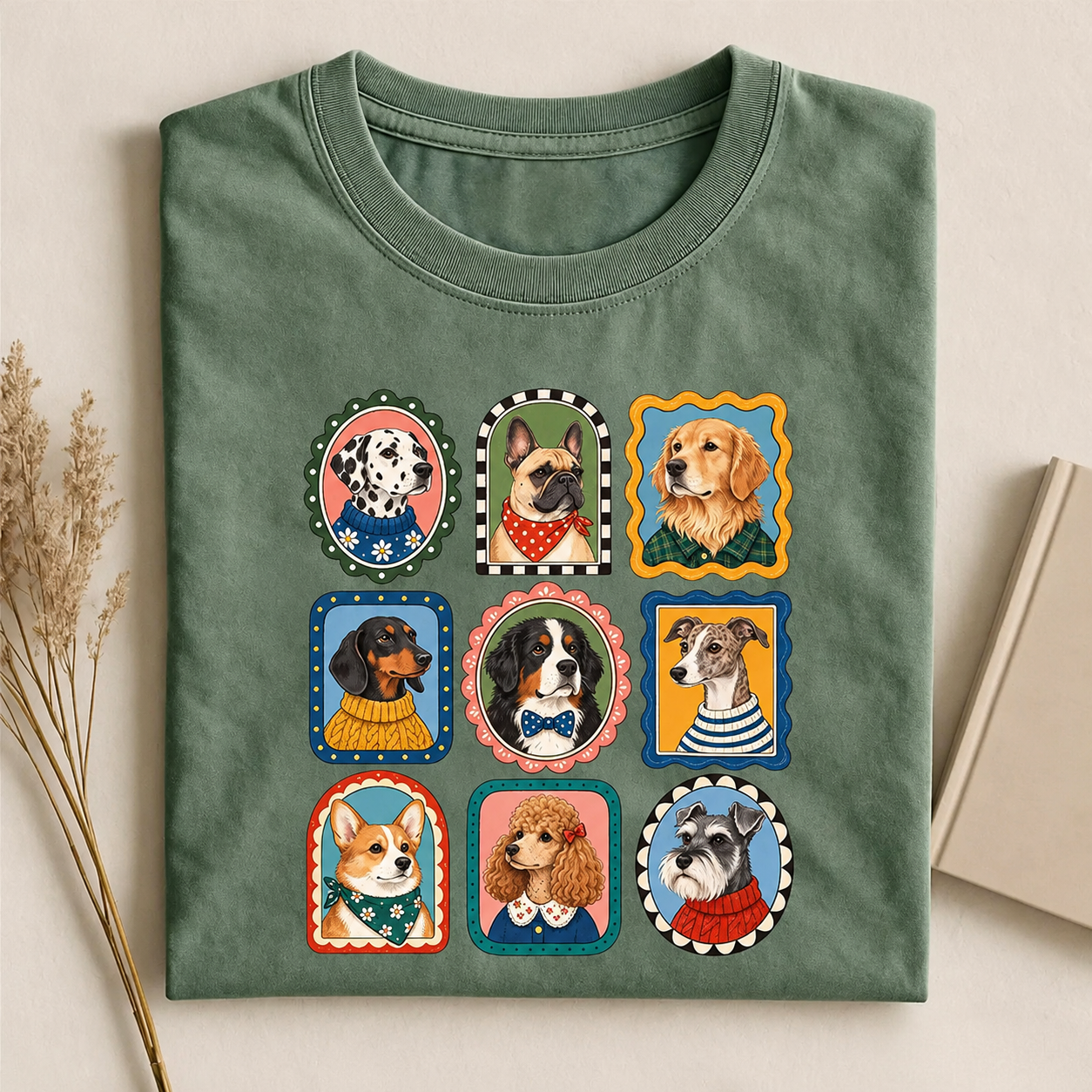 Framed Dog Portrait Gallery Graphic T-shirt