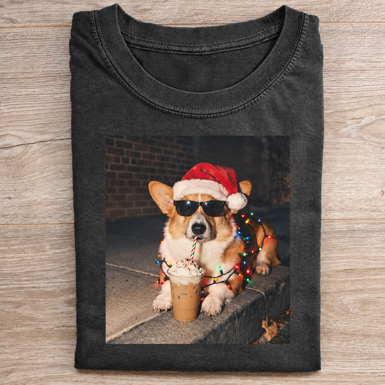 Corgi Dog Christmas Iced Coffee T-shirt