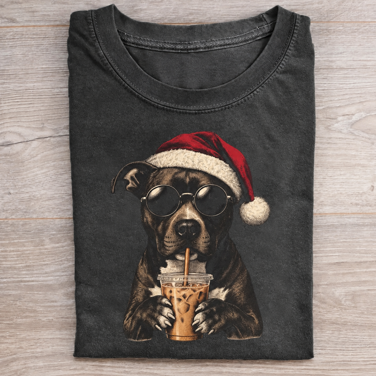 Funny Pit Bull Santa Hats Dog T-shirt