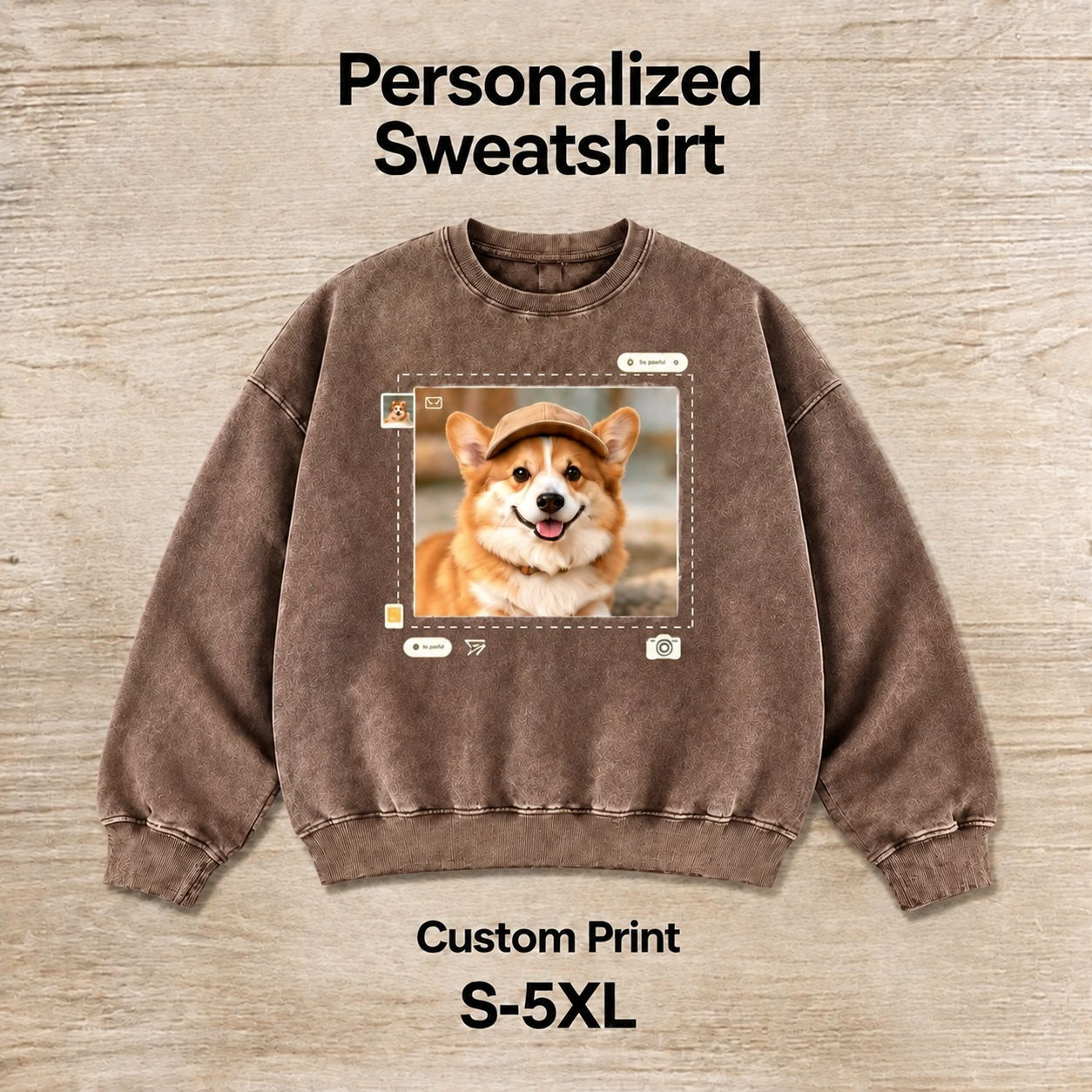 Custom Dog Photo Sweatshirt – Personalized Pet Portrait