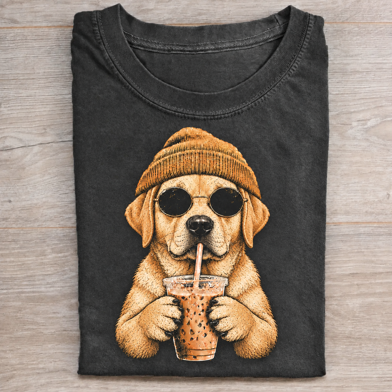Funny Labrador Retriever Boba Tea Graphic T-Shirt
