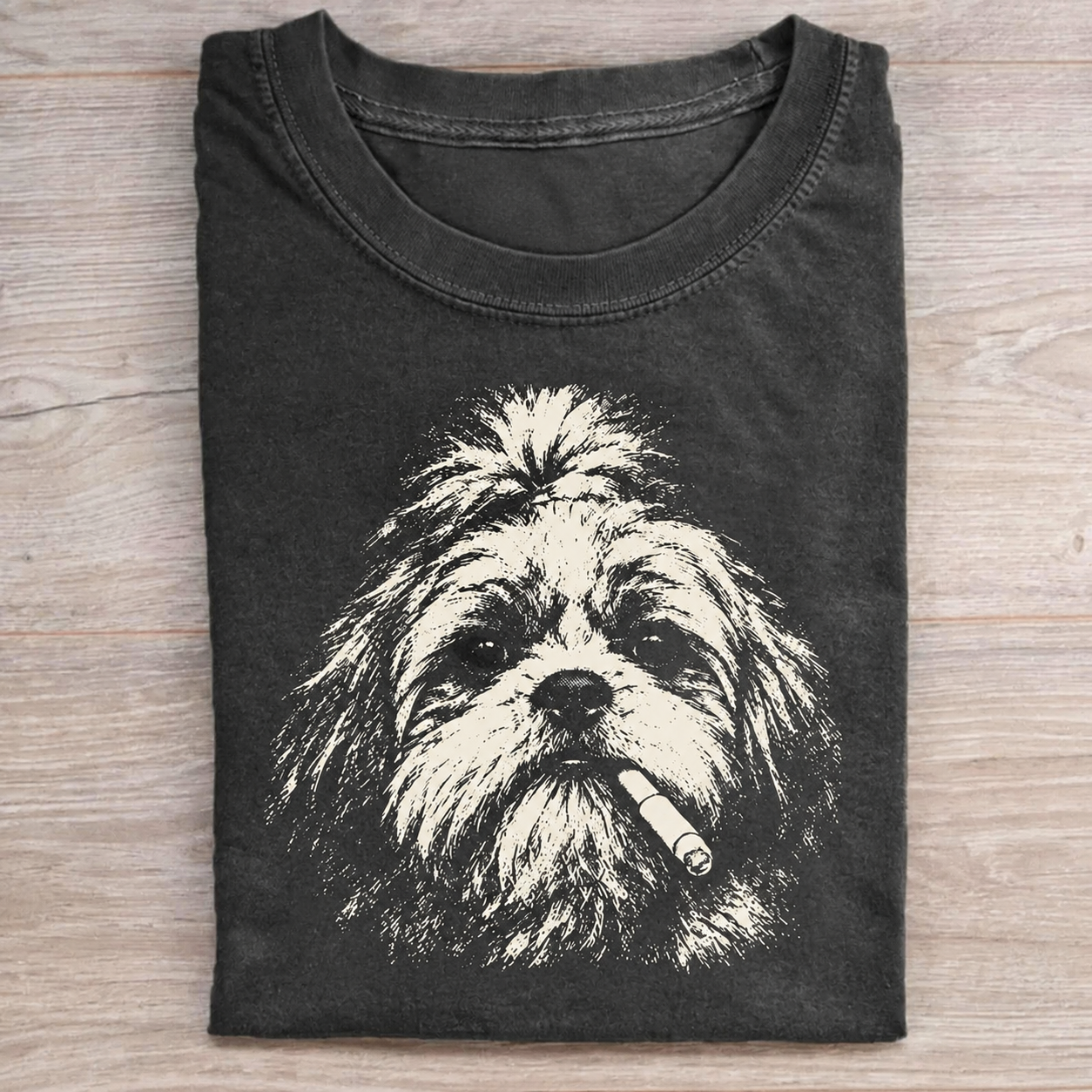 Vintage Smoking Shih Tzu Dog T-shirt