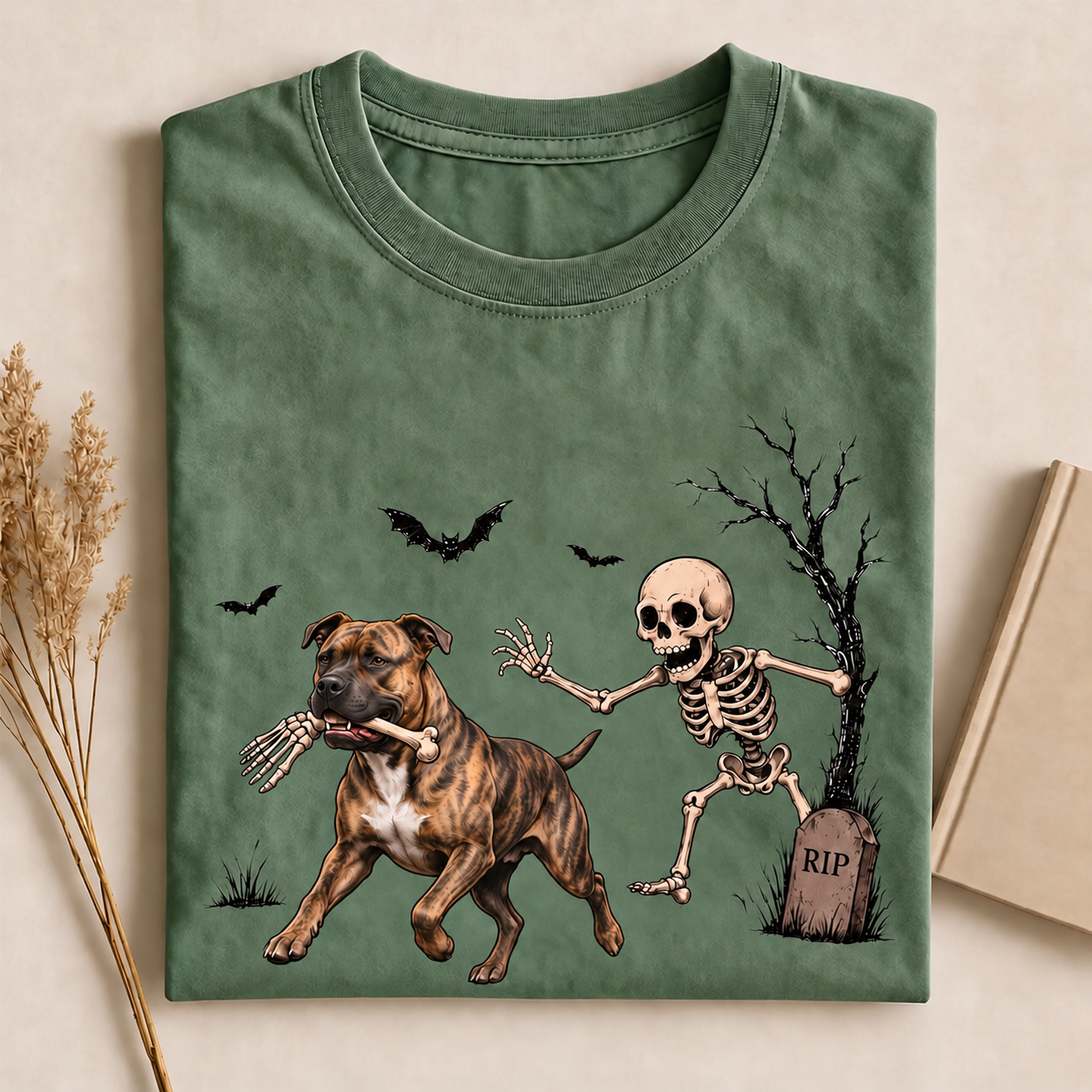 Pit Bull Halloween Graphic T-Shirt