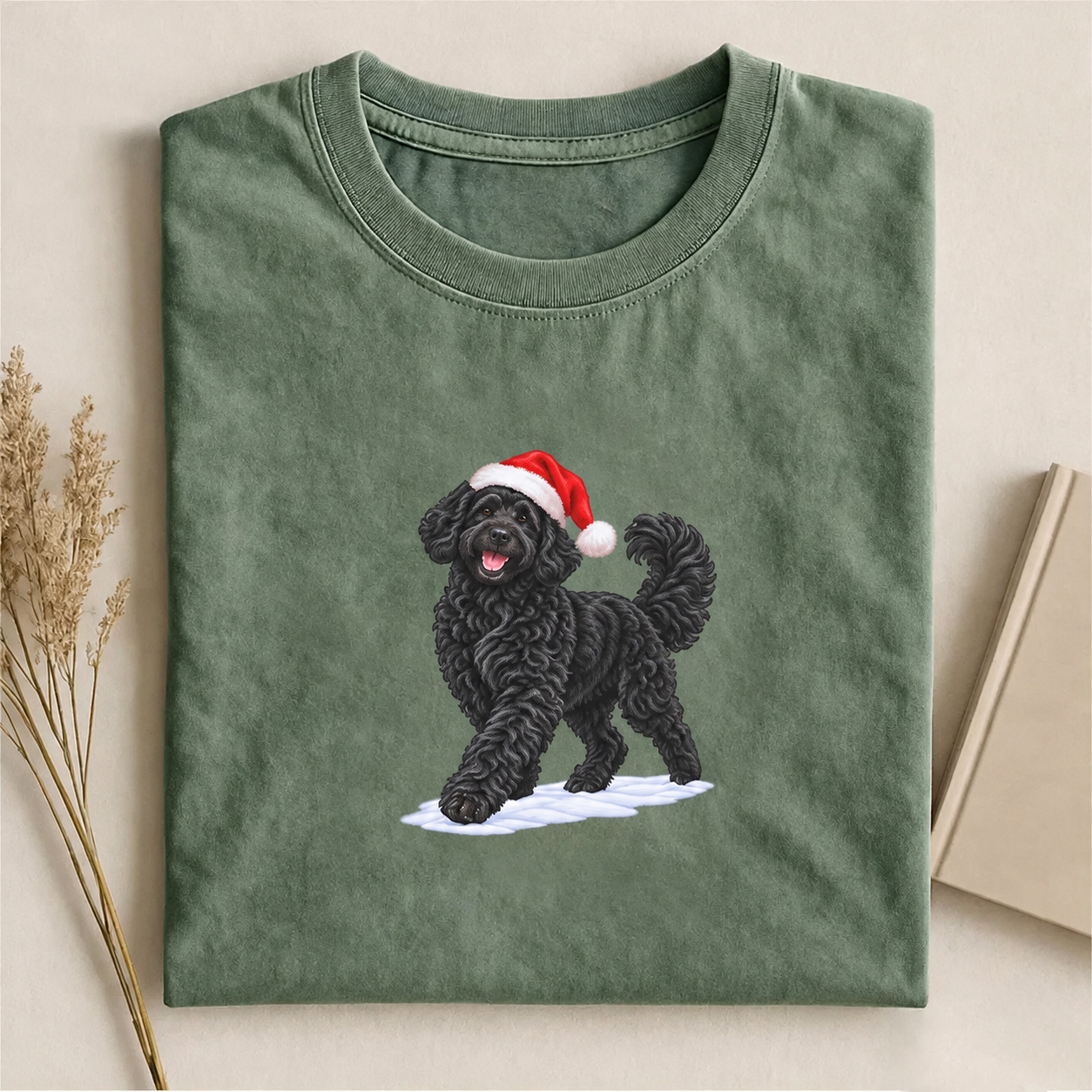 Christmas Goldendoodle Black T-shirt