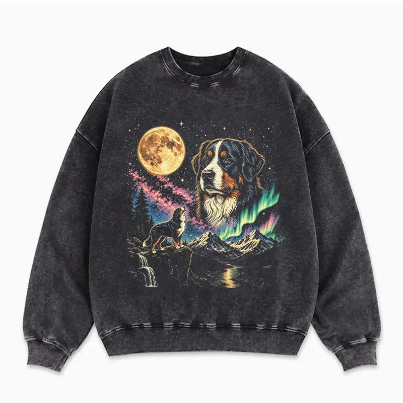 Funny Bernese Mountain Dog Howling Moon Sweatshirt