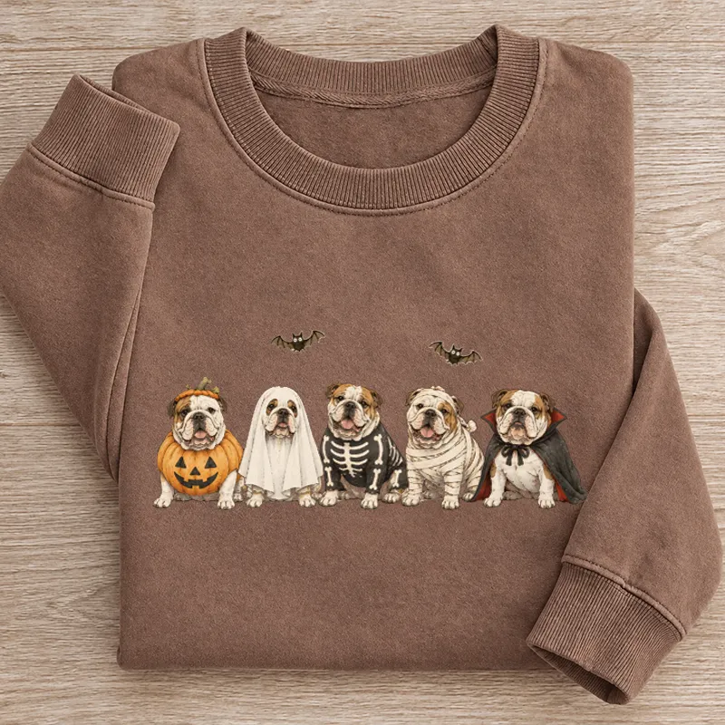 Bulldogs in Costumes Halloween Sweatshirt