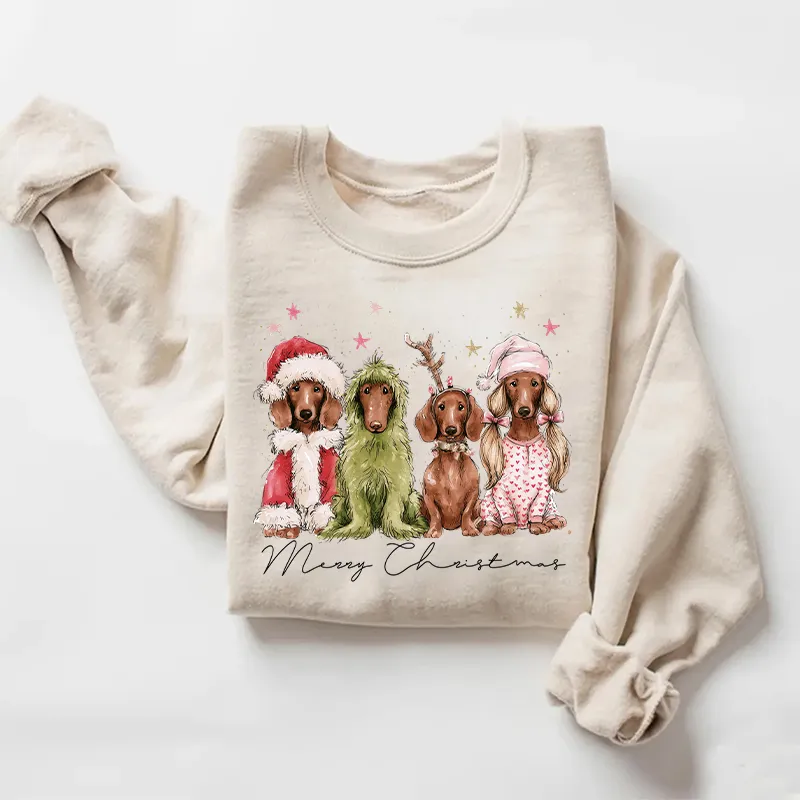 Christmas Preppy Dachshund Dog Sweatshirt