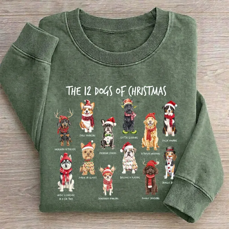 Retro 12 Dogs of Christmas Sweatshirt