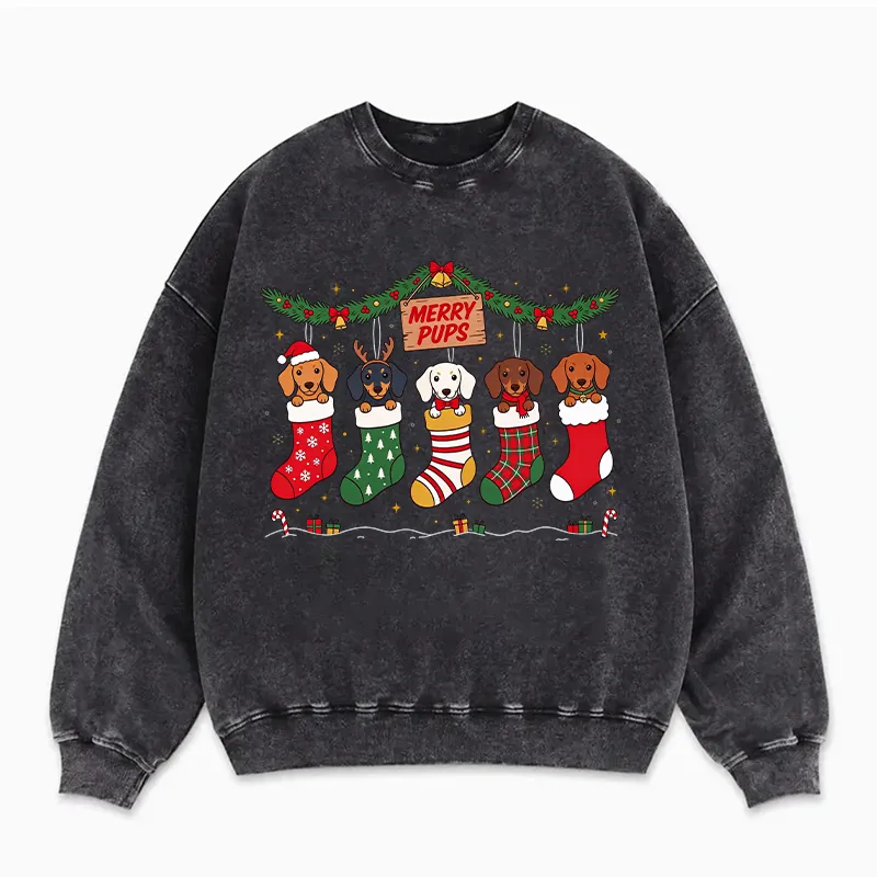 Merry Pups Christmas Dachshund Dog Sweatshirt