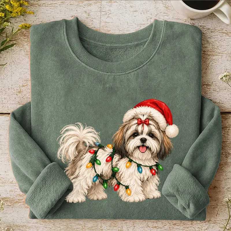 Cute Shih Tzu Christmas Light Sweatshirt