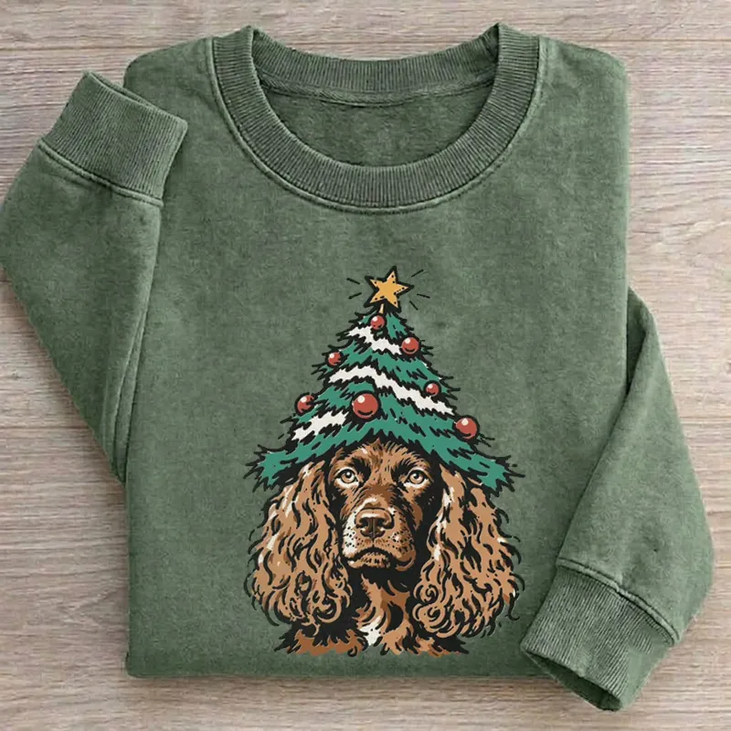Christmas Tree Hat Cocker Spaniel Dog Sweatshirt