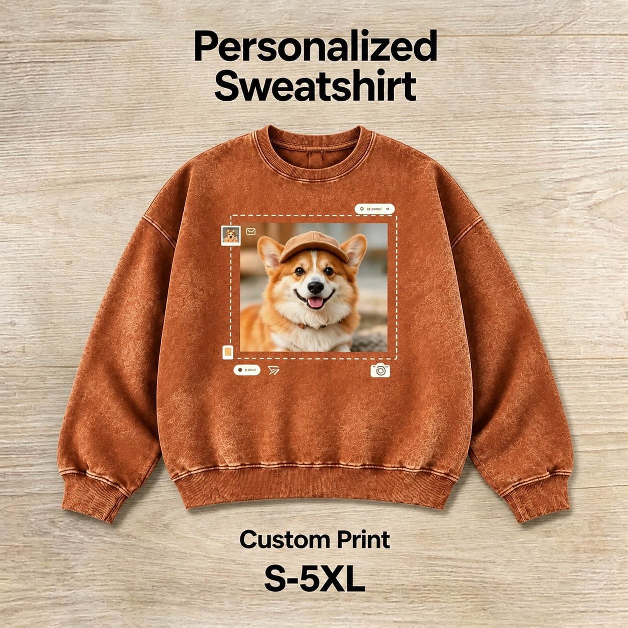 Custom Dog Photo Sweatshirt – Personalized Pet Portrait