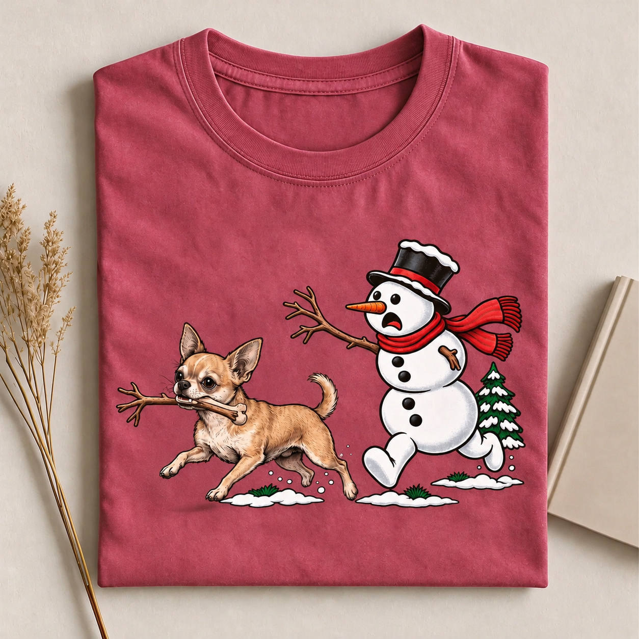 Funny Chihuahua Snowman Christmas T-Shirt